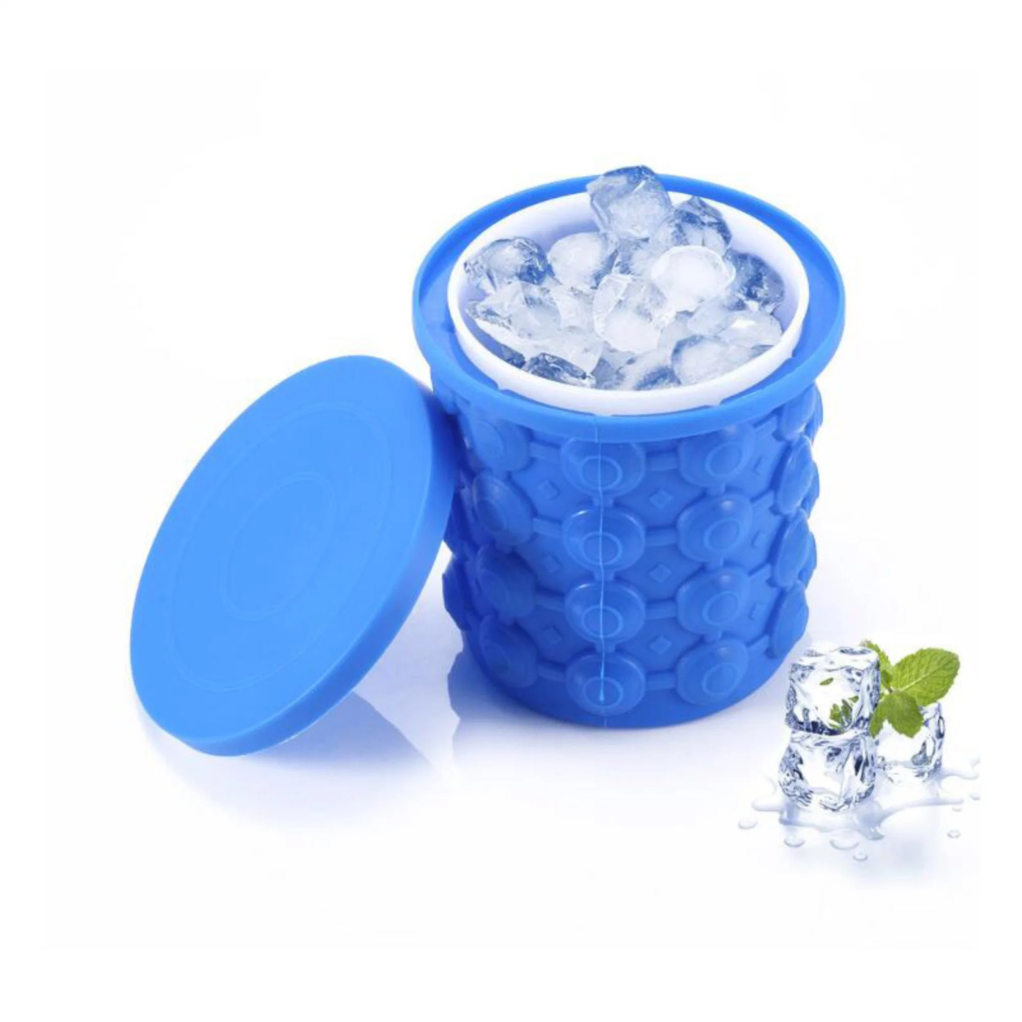 Portable Silicone Ice Bucket & Ice Mold with Lid Esg11960