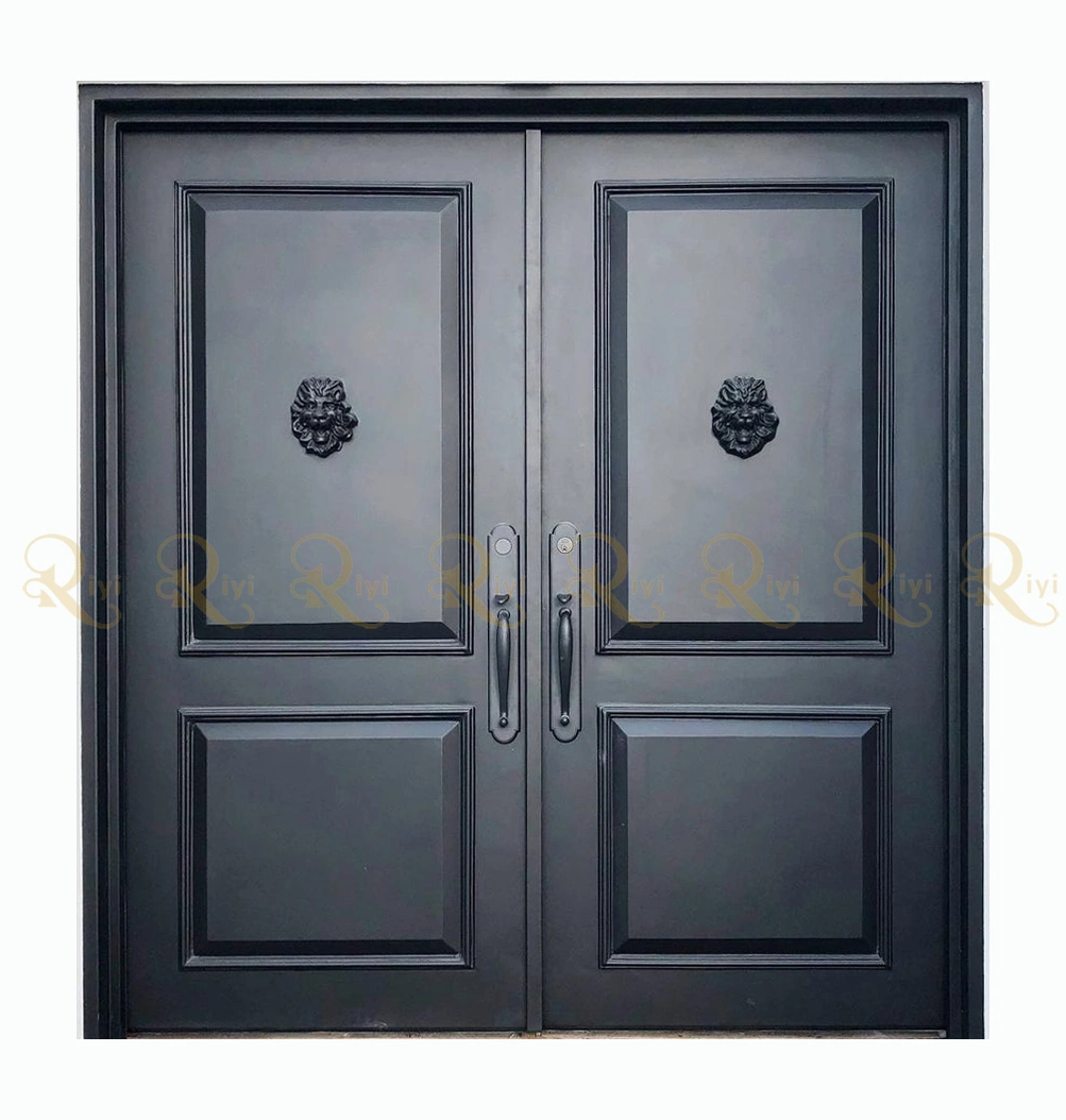 High quality/High cost performance  Wrought Iron Modern Security Door - Forged Iron Component Double Glass