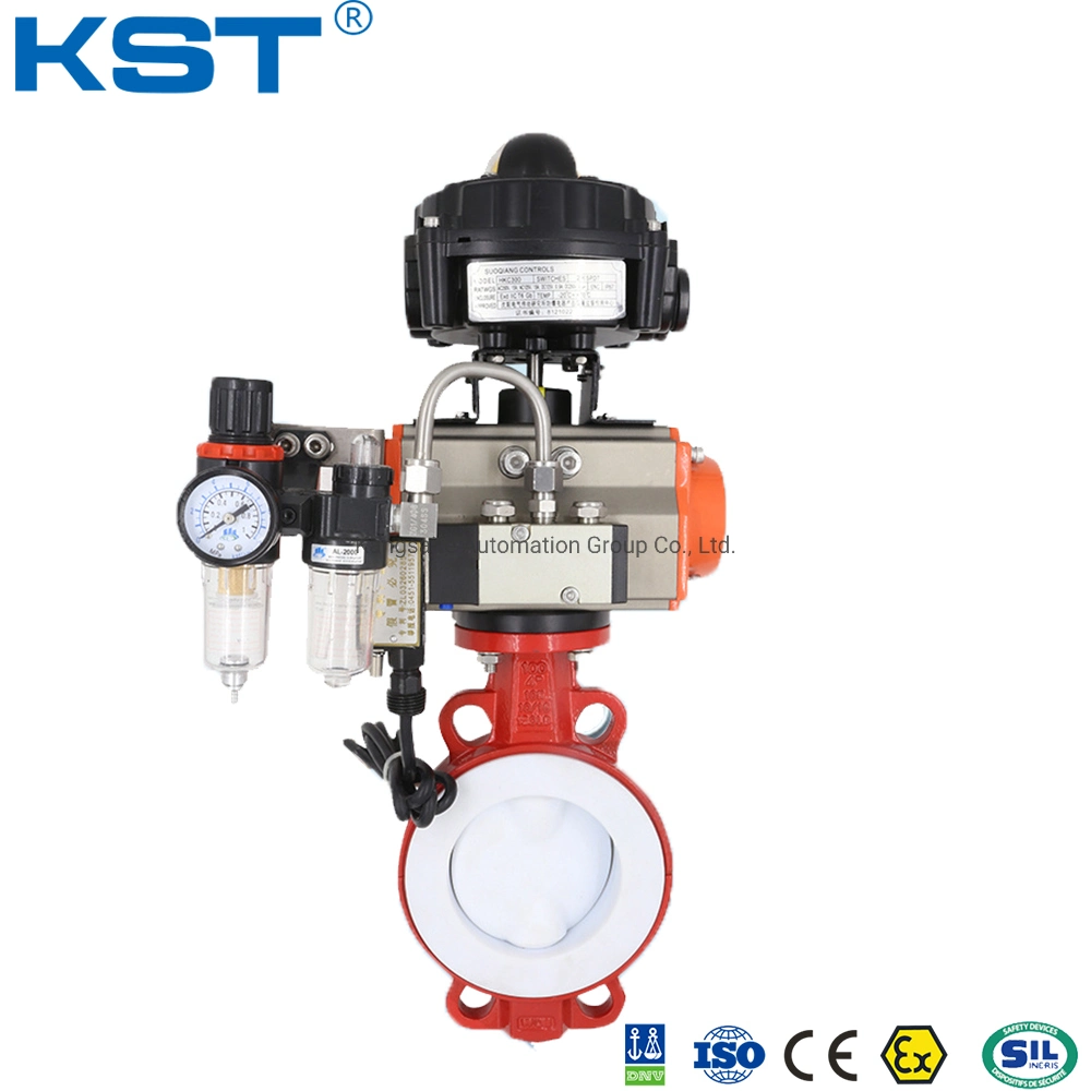 Casting Butterfly Valve with Pneumatic Actuator with Limit Switch Box Apl410