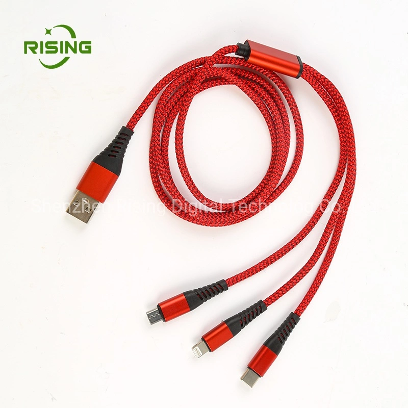 Three-in-One Charging Cable Multi-Function Nylon Type-C USB Cable