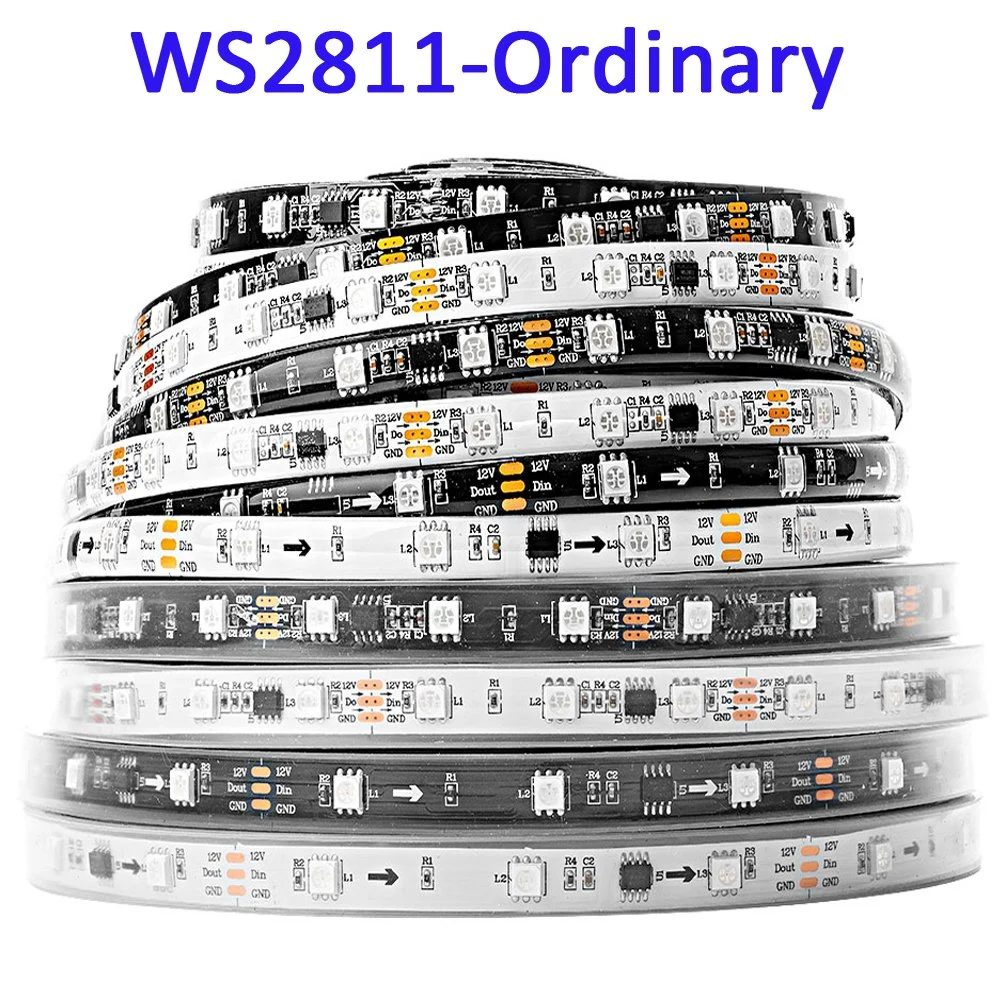 5m 12V Ws2811 Ws2815 5V Ws2812b Eco Ws2813 Dual Signal RGB IC 3pin 4pin Pixels LED Light Strip Addressable 30 60 LEDs IP30 65 67