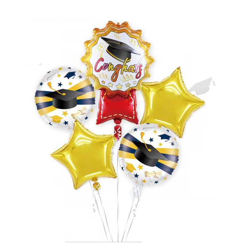 Beard Themed 5PCS Foil Mylar Inflatable Helium Balloons for Father's Day Birthday Party Event