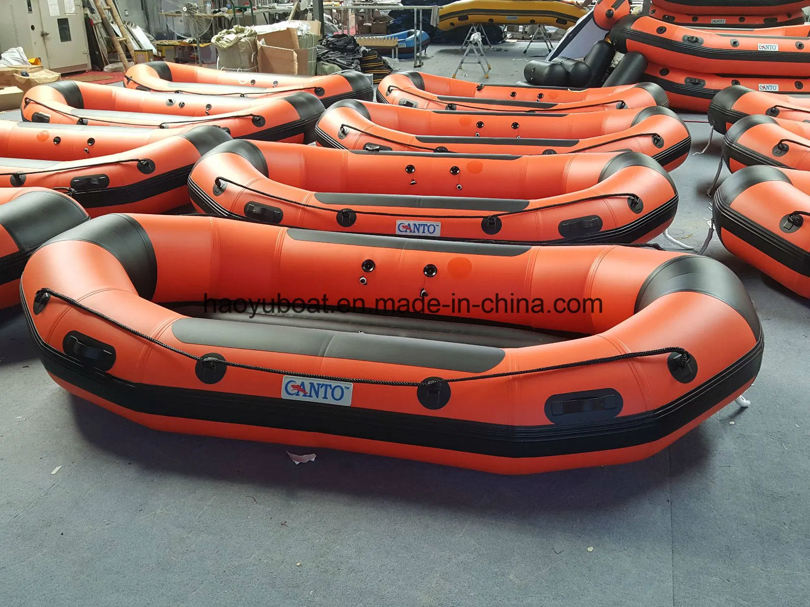 Haoyu Radeau de sauvetage gonflable 3,8 m de la rivière en PVC Sport Rafting Bateaux Bateau flottant