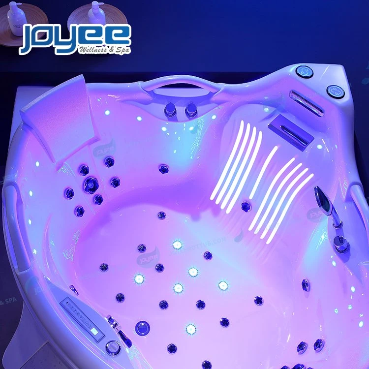 Joyee Luxury Jacuzzy SPA Bath Freestanding Step in Whirlpool Bathtub Whirlpool with LED Big Waterfall