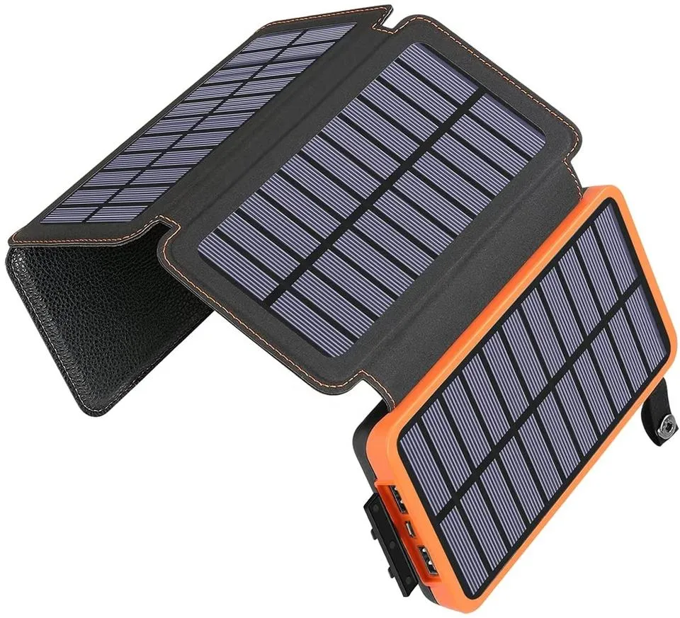 Hot Sale impermeável Solar 10000mAh Power Bank Camping Portátil para exteriores Painéis solares dobráveis 5V 2A dispositivo de saída USB alimentação solar