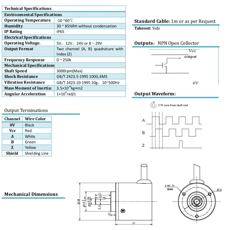 Adk K100 Large Hollow Incremental Encoder 5000PPR Applied to Automation Control Measuring Elevator Printing