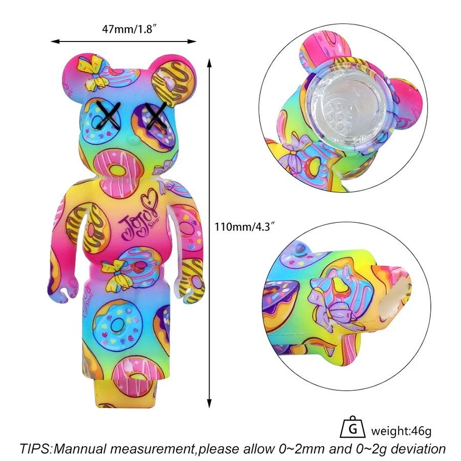 Smoking Glass Pipe Gloomy Bear Hand Pipe Printed Wholesale Price Silicone Pipe