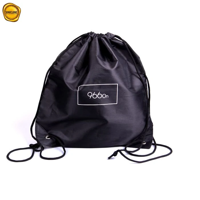 Sinicline Backpack Style Black Nylon Drawstring Bag for Garment