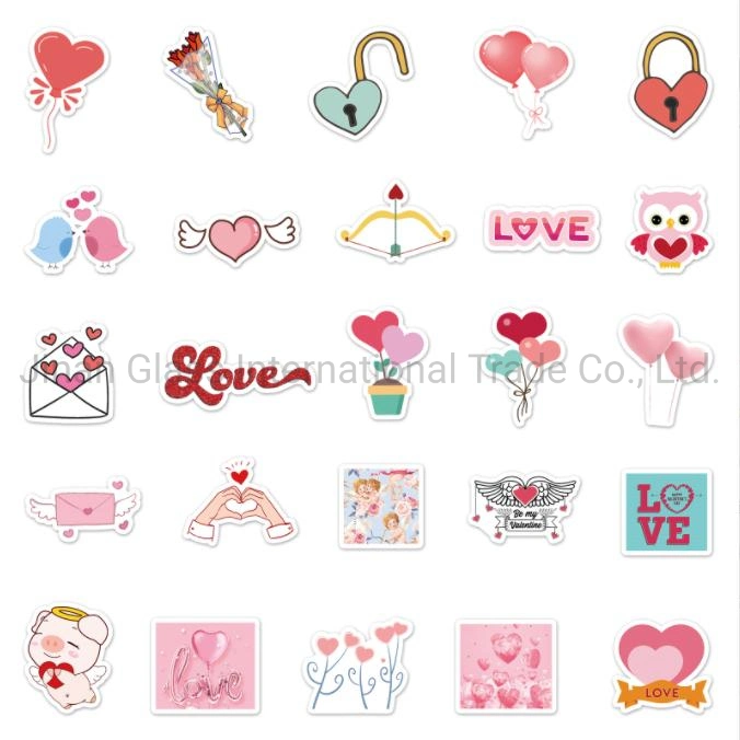 50 Sweet Valentinstag Cartoon ins Style Notizbuch Personalisierte Hand Konto Koffer Kühlschrank Handy Creative Sticker