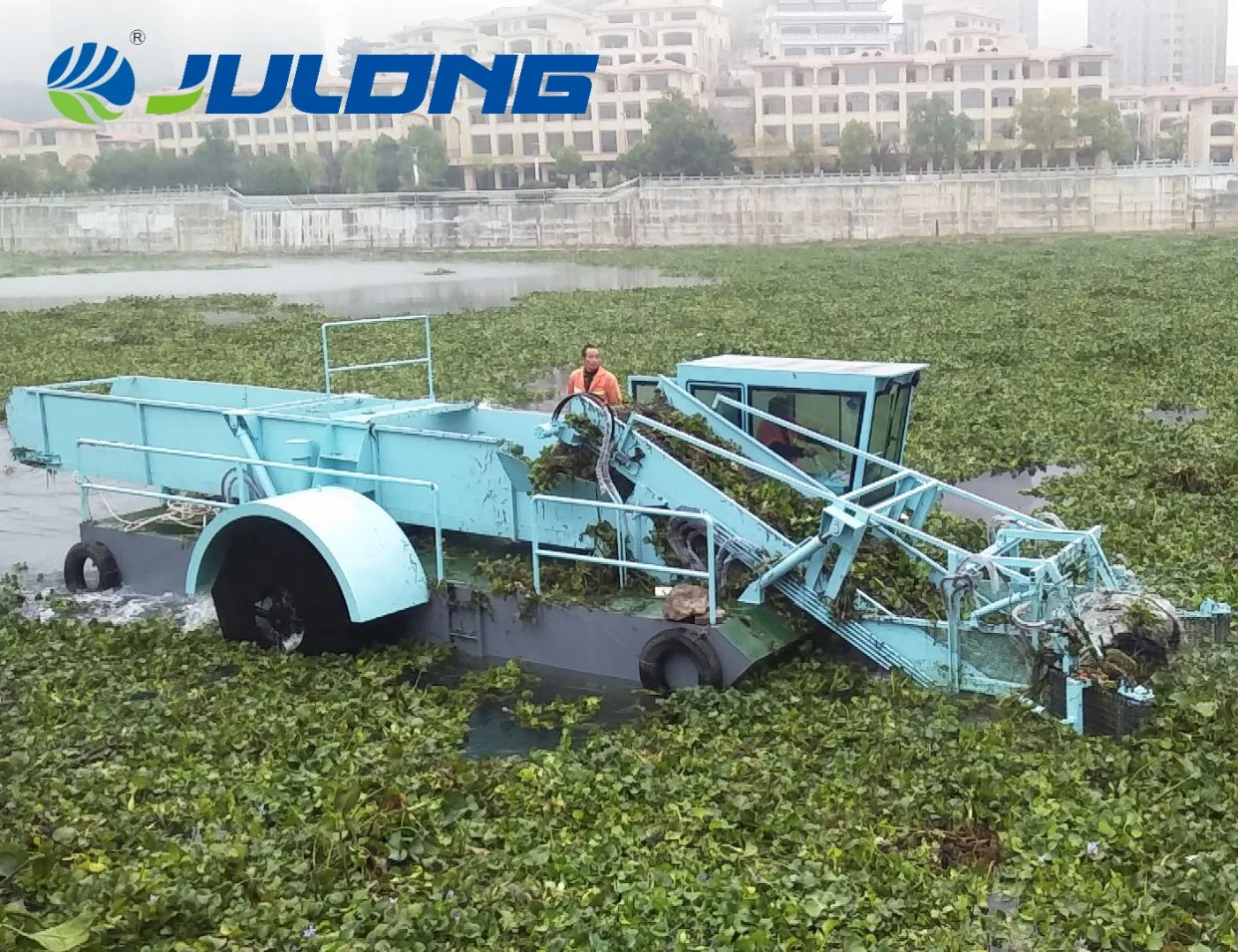 Bateau de collecte de déchets flottant jacinthe d'eau récolteur Grattage d'herbe aquatique Machine