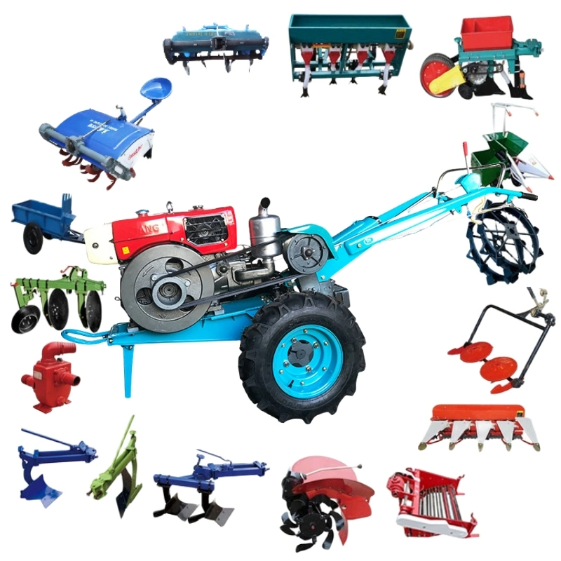 7-22HP Hand Tractor Power Tiller Tractor Garden Tractor Diesel Cultivator Motocultor Disel Motoblock Two Wheel Walking Tractors with Kinds Accessories Low Price