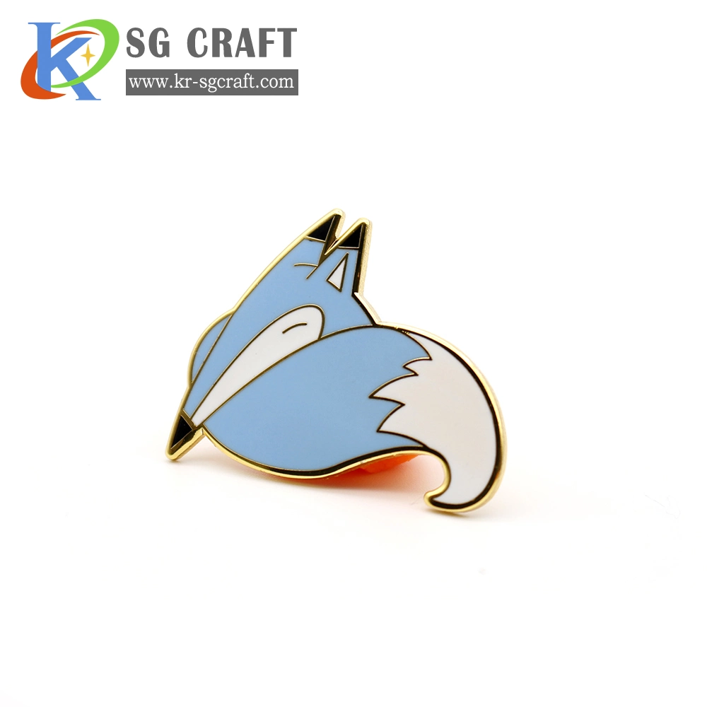 Fox Pin Logo Professional Custom Vergoldet Emaille Lapel Pin Jahrestag Metall Kunst Handwerk modernes Emblem Namensabzeichen für Souvenir / Promotion