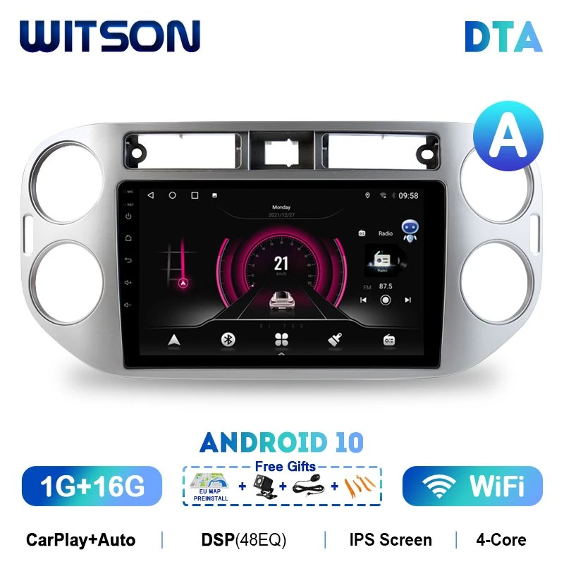 نظام الملاحة GPS التلقائي لـ Witson Android 11 لـ Volkswagen Tiguan 2010-2017 راديو تلقائي AI Voice CarPlay Navigation WiFi GPS 2DIN