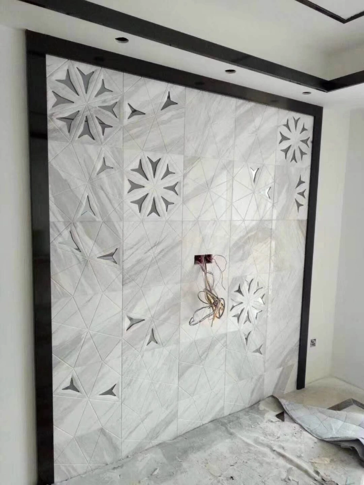 Polished Bookmatch White Sintered Stone Porcelain Slab for Background Wall