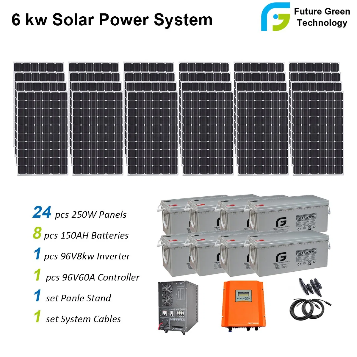 6000 Watts Fuera de la Red Home Electricidad Energía Sistema de Energía Solar