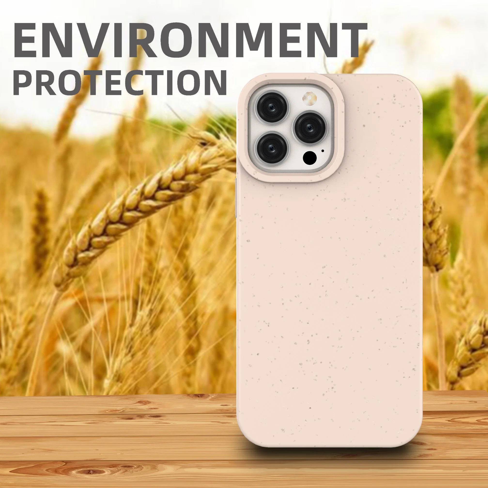 Wheat Straw Fiber 100% Degradable Eco- Friendly Environment Clean Biodegradable Color Phone Case for iPhone 13