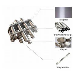 Rejilla de imán para tolva ND, imán de filtro magnético NdFeB, 7 barras, 9 tubos, 11 tuberías, imán para tolvas de máquinas de moldeo por inyección