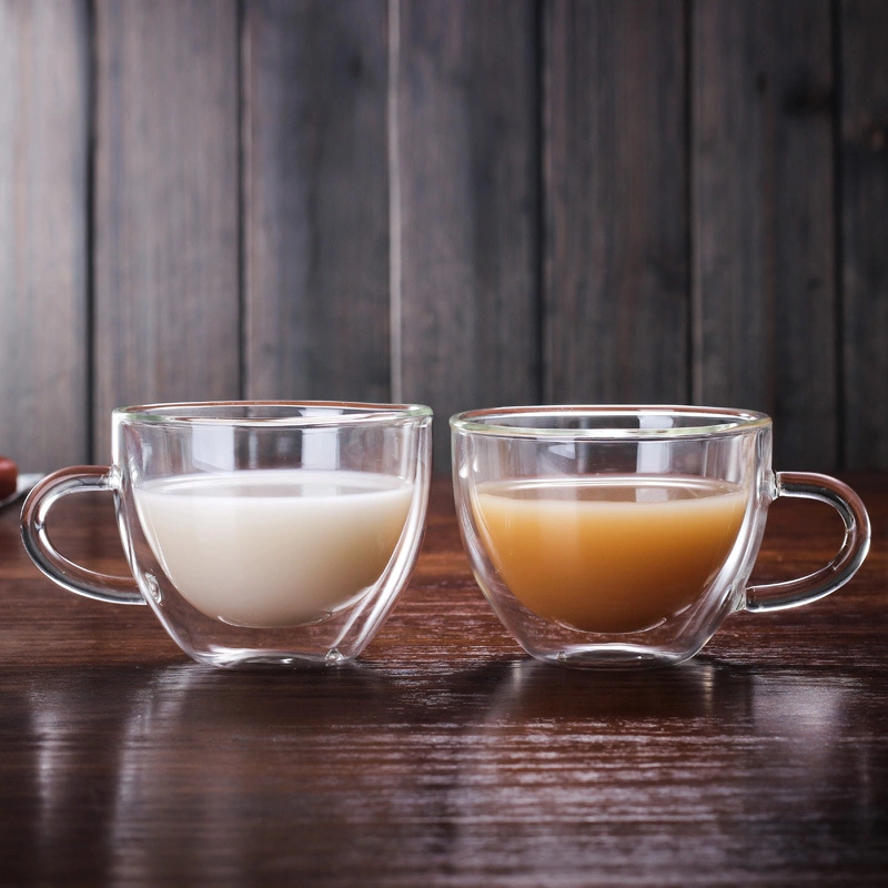 Handmade élégant résistant à la chaleur de couleur tasse de café tasse en verre double paroi