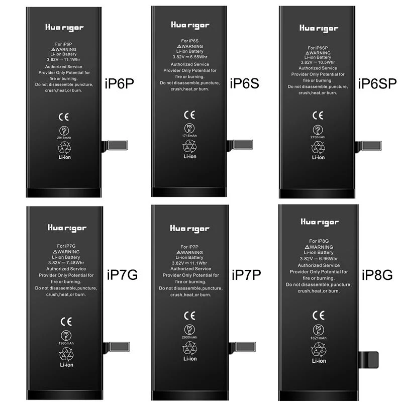 Kundenspezifische Lithium-Handy-Batterie für Telefon 6 6s 6sp 7 7p 8 8p X XR XS Xsmax 11 11pro 12 12PRO 12promax wiederaufladbare Batterien