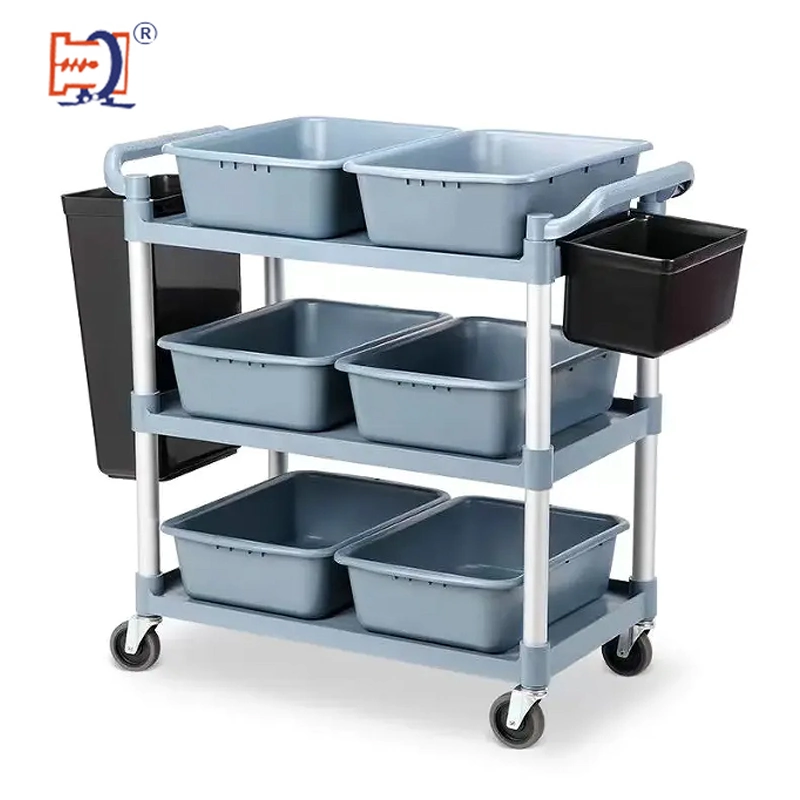 Three Tier Plastic Restaurant/Hotel Service Cart Kitchen Food Trolley