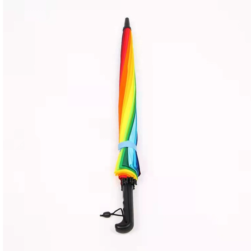 Multi Colors 16 Panels Long Handle Ladies/Girl/Women Decorative Straight Golf Rainbow Umbrella