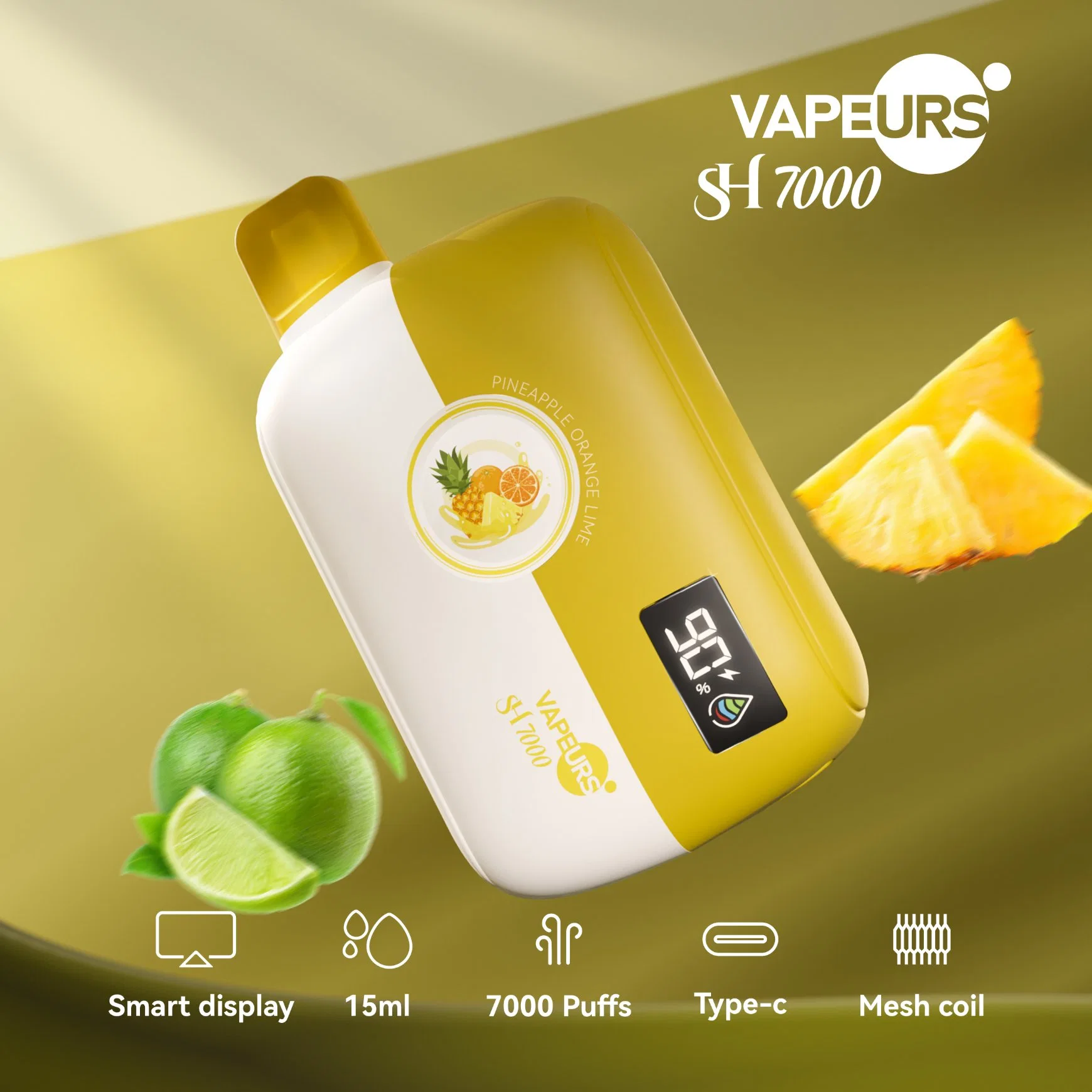 OEM Vape Manufacturer Sub Ohm 0.6ohm 18.2 W Disposable/Chargeable Vape with Dual Mesh and Display Screen 7000 Puff