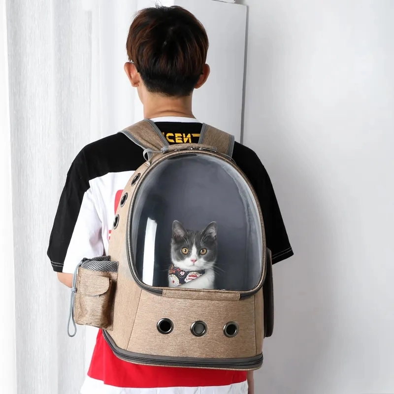 Bolsa Mochila Cat Pet fuera transparente portátil Cápsula espacial mascota Bolsa transpirable gato portador de la mochila de viaje