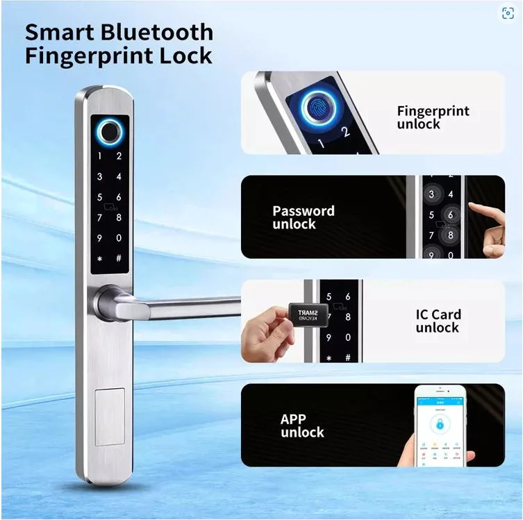 Stainless Steel Smart Electronic Fingerprint Door Handle Digital Keyless Lock