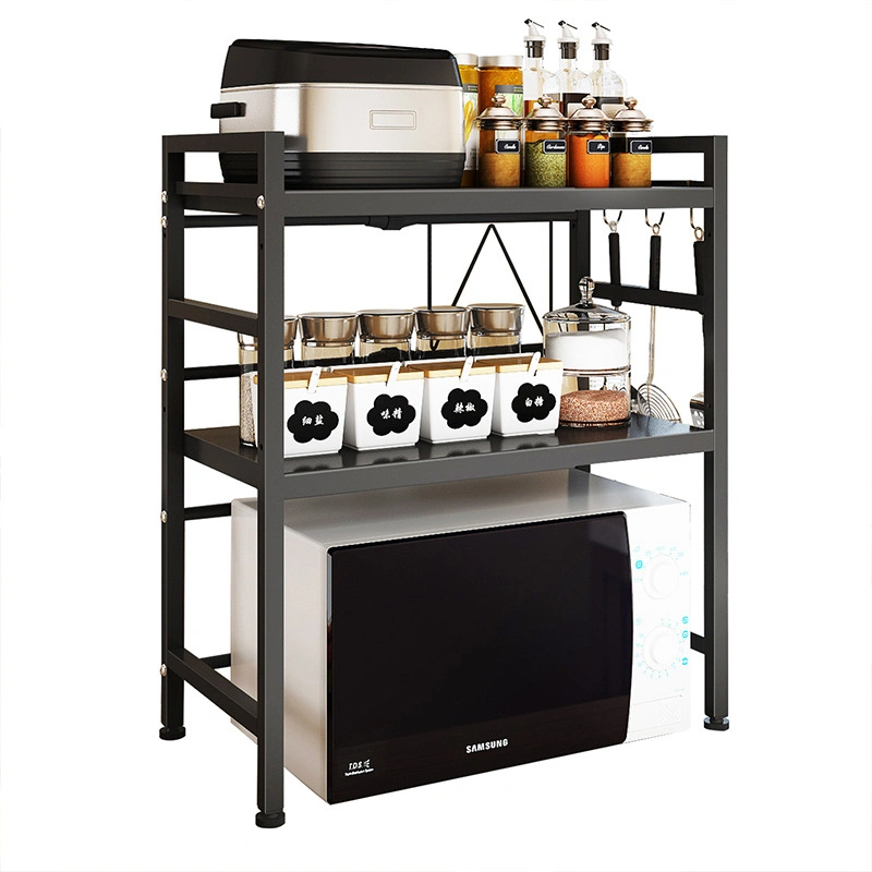 Multi Function Modern Kitchen Storage & Organization Shelf L Shape Double Tiers Microwave Oven Rack Toaster Storage Rack