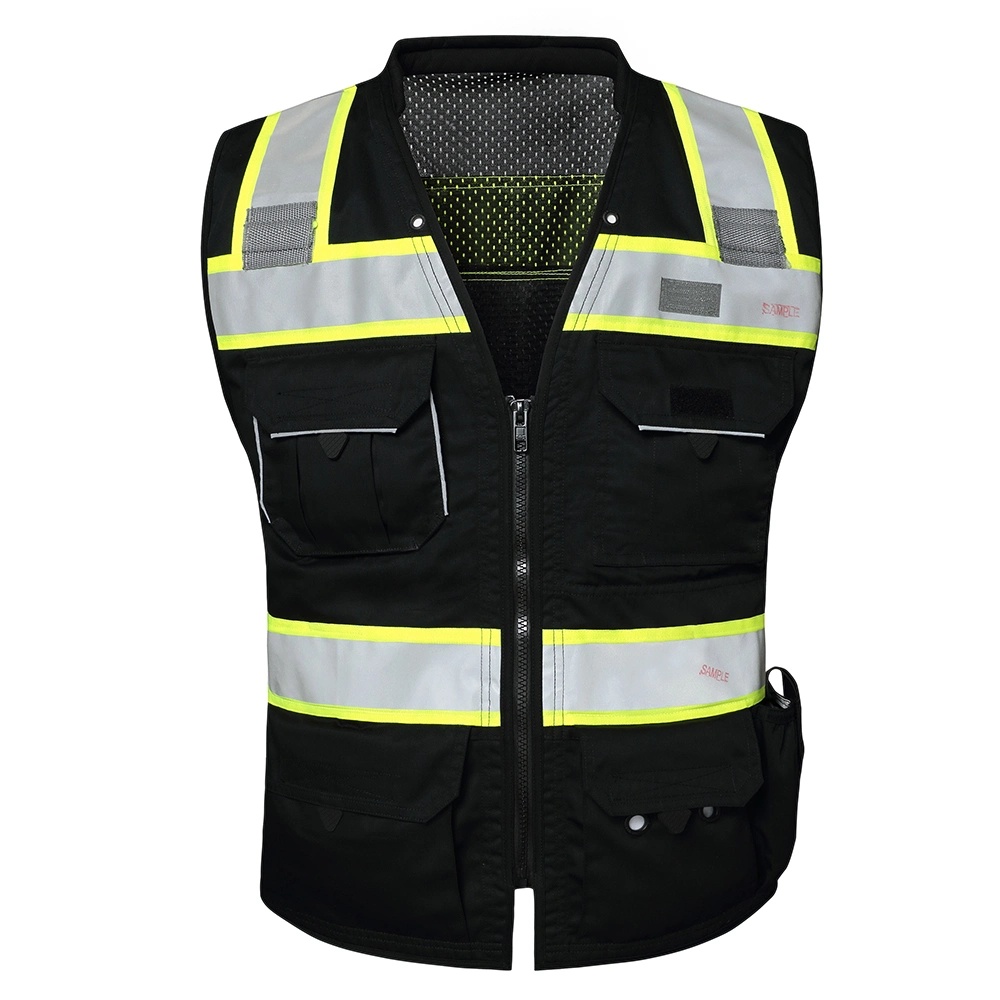 Wholesale Vest Custom Logo Traffic Security Guard Vests Work Black Construction Safety Vest