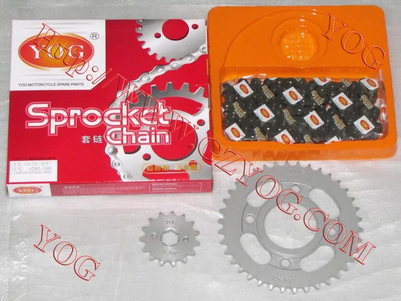 Yog Motorcycle Spare Parts Chain and Sprocket Transmission Set Dy100 Cg125 Bajajpulsar135