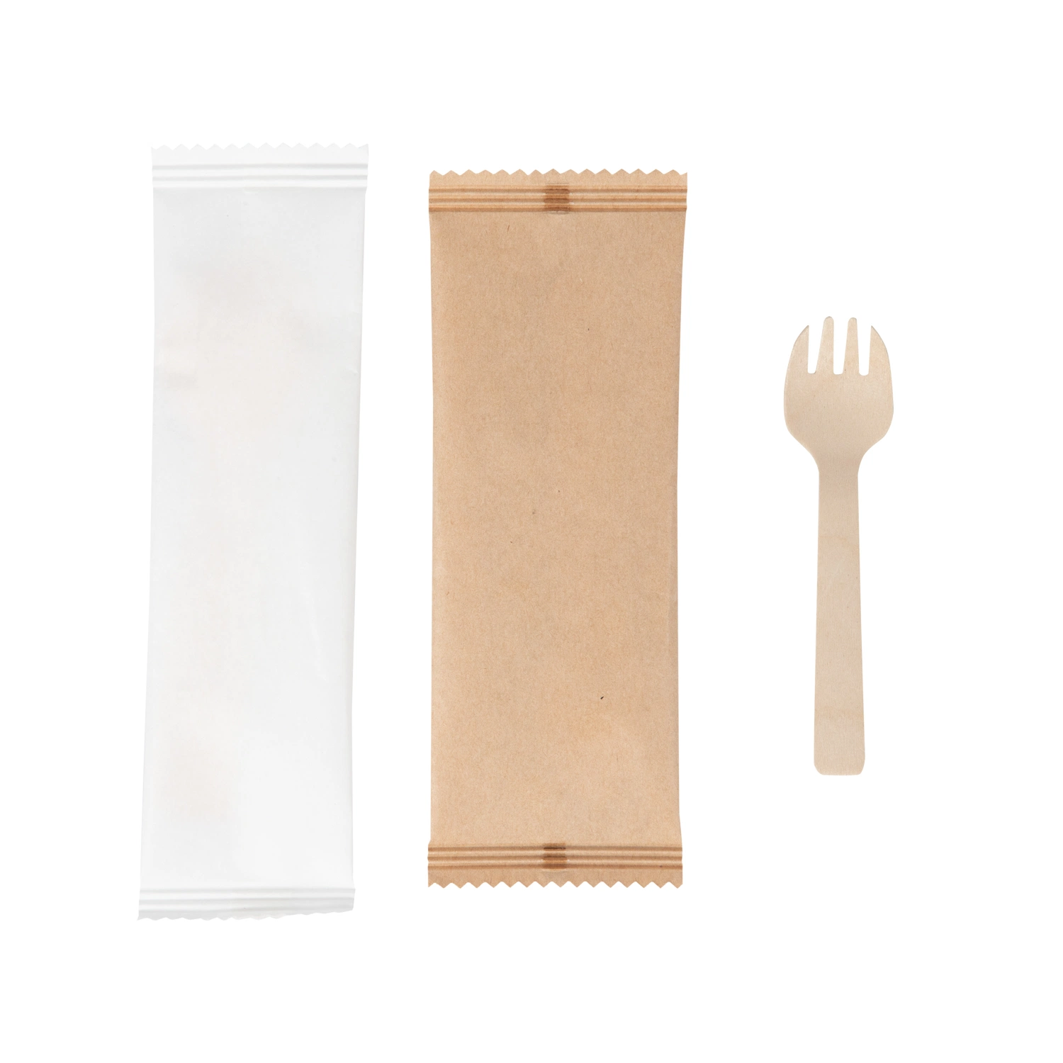 Disposable Ice Cream Wooden Spoon Kraft Paper Individual Packed