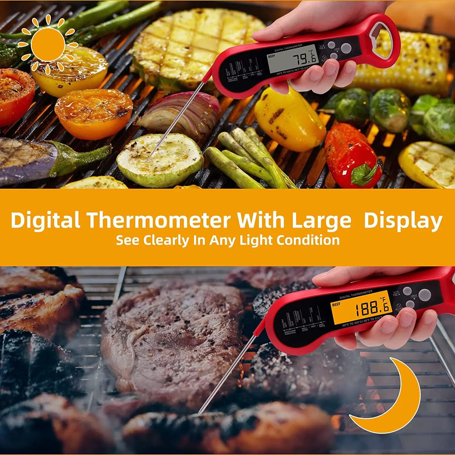 2022 New 2 in 1 Instant Read Meat Thermometer for Cooking Fast & Precise Digital Food Thermometer