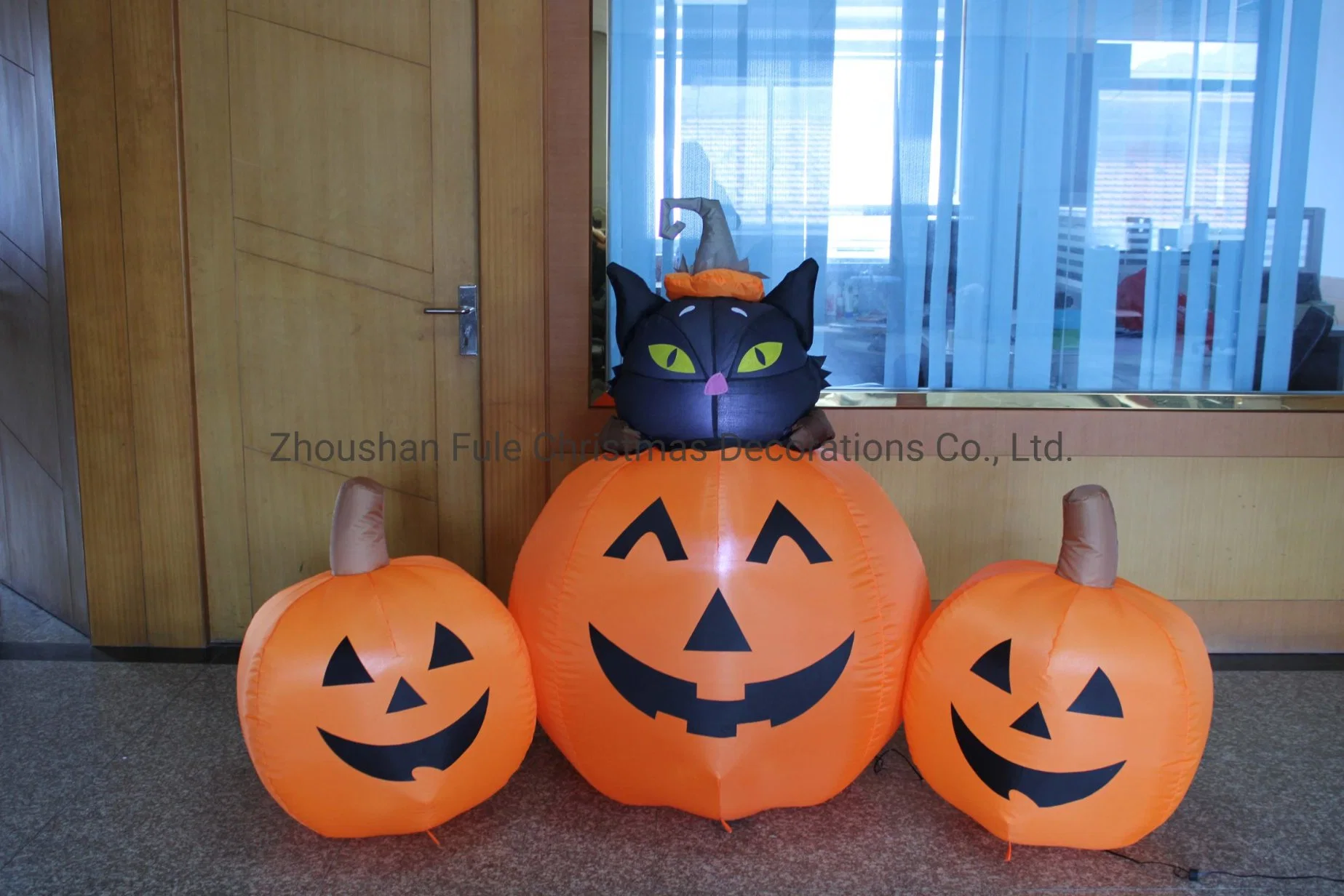 Halloween Inflatable Black Cat with Pumpkins FL21qp-28