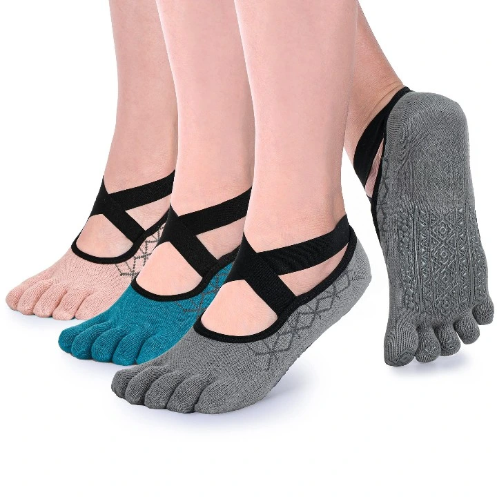 Calcetines de yoga personalizados para mujer para pilates Barre de cinco dedos Calcetines