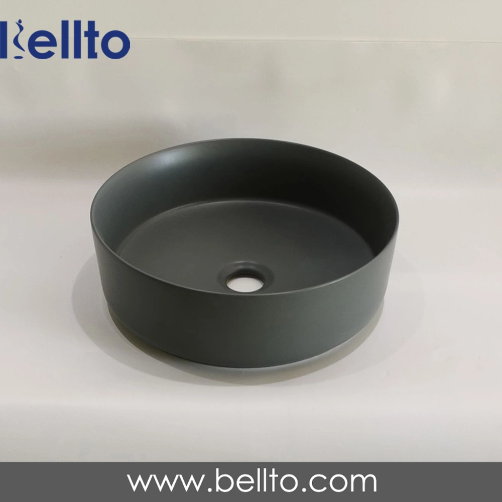 Dark gray Round Matte black  slim bathroom sink (MGY)