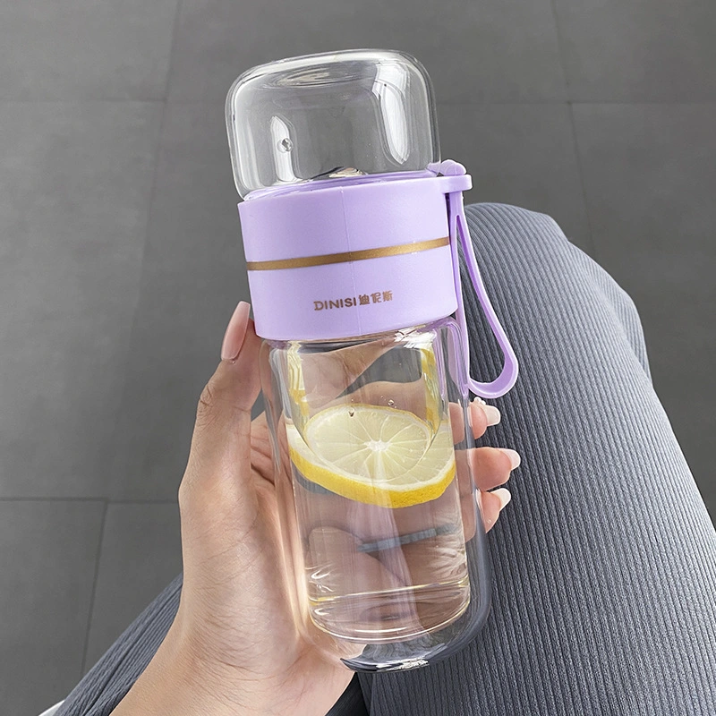 Tea Separation Cup Portable High Profile Horizontal Cup Heat-Resistant Double Layer Glass