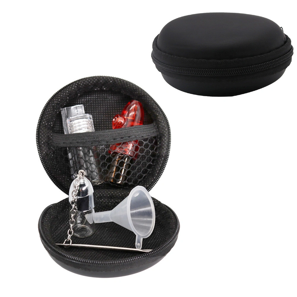 Round Bag Shape Smoking Set Portable Zipper Glass Cigarette Case Funnel Tobacco Dry Herb DIY Accessories