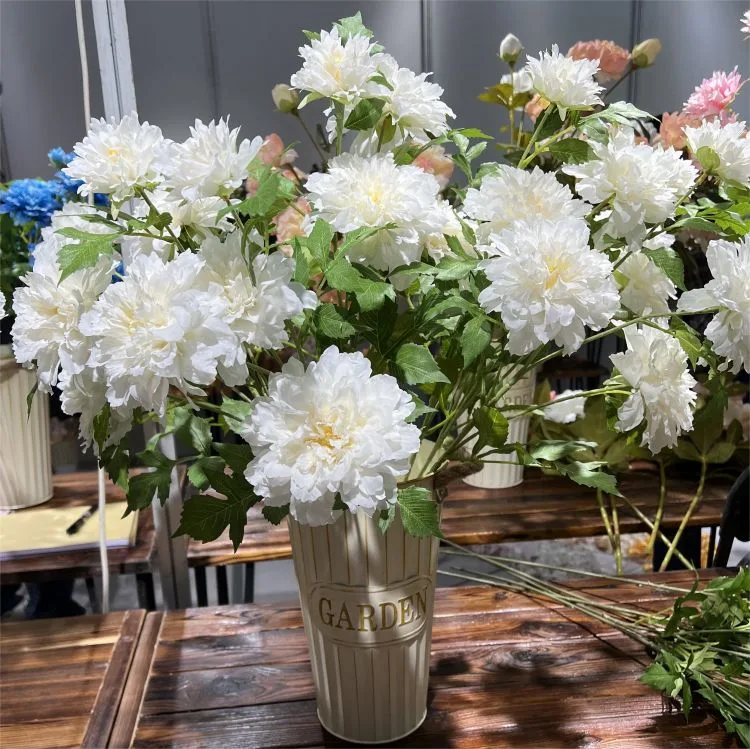 Peony Branch decoración de escritorio de interior Flor artificial para la boda en casa Decoración Flor