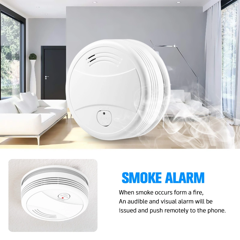 High Sensitive Home Tuya Wireless Smart 9V Battery WiFi Sensor Anti Fire Smoke Alarm Detector