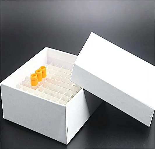 Lab Medical Cardboard Paper Cryo Tube Storage Box for Freezing Cryovial with Dividers