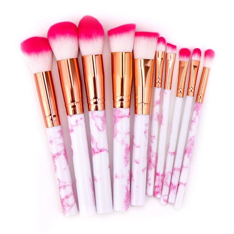 10 de mármol de colores múltiples PCS Conjunto de cepillos de maquillaje profesional portátil estilo chino degradado de color lindo juego de brochas de maquillaje