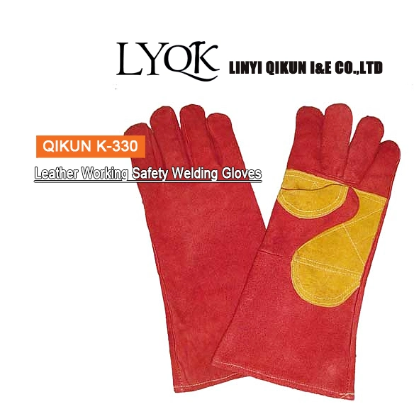 K-325 llena la división de la vaca de goma de la camisa de cuero Cuff Palm proteger la seguridad de trabajo de la mano de obra industrial guantes de soldadura