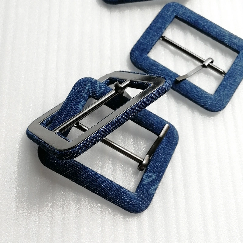 Metal Pin Covered Blue Rectangle Adjustable Buckles for Garment Accessories