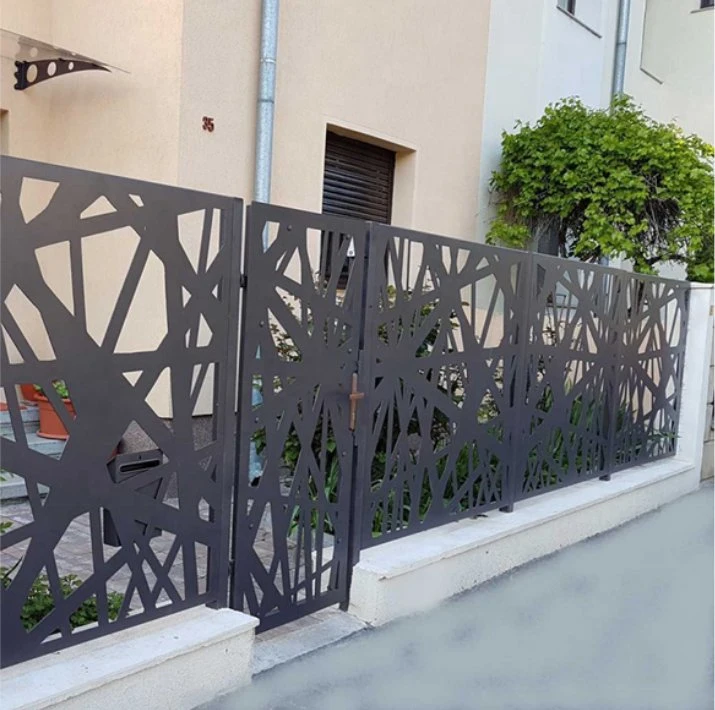 Metal Fence Screen Panel Privacy Panel Black Laser Cut Decorative Wall