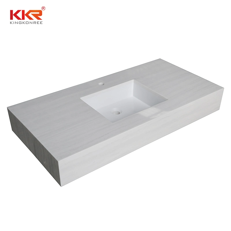 Kingkonree Wall Hung White Acrylic Solid Surface Stone Bathroom Vanity Set