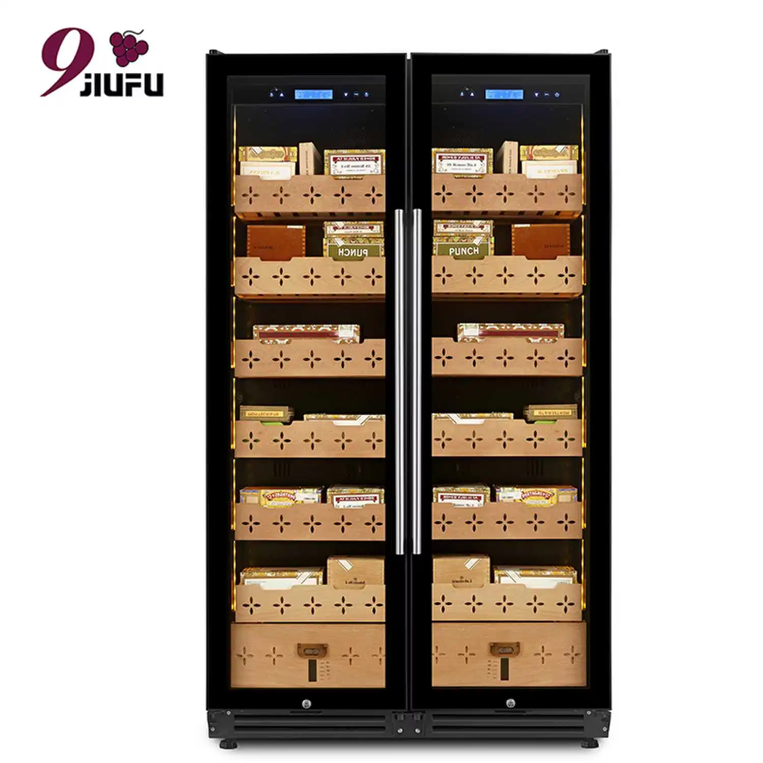 Refrigerador Wholesale/Supplier Cigar humidor High-End compressor de porta dupla Cigar Resfriador Frigobar de charuto eletrônico