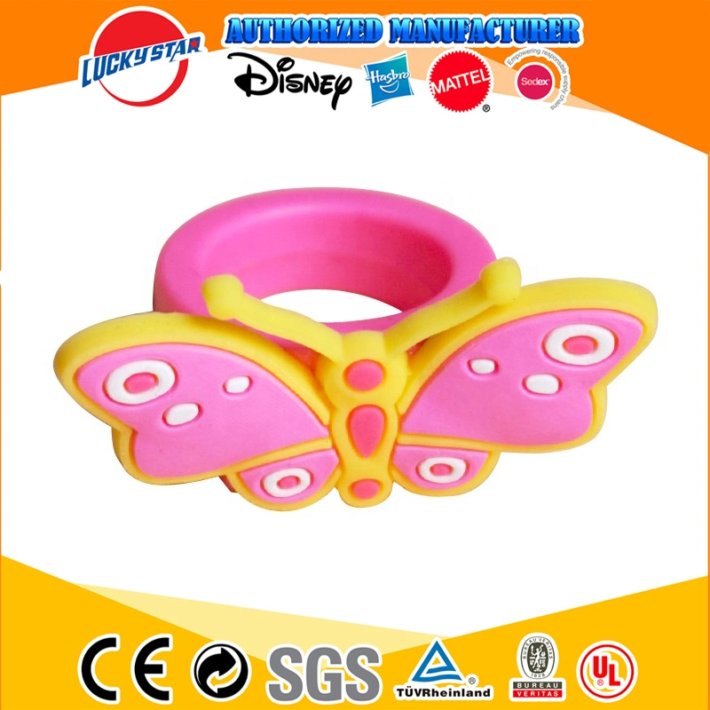 Großhandel/Lieferant Prinzessin Party Bevorzugungen Schmetterling Kinder Gummi-Finger-Ringe Set Schmuck Geschenkartikel für Mädchen