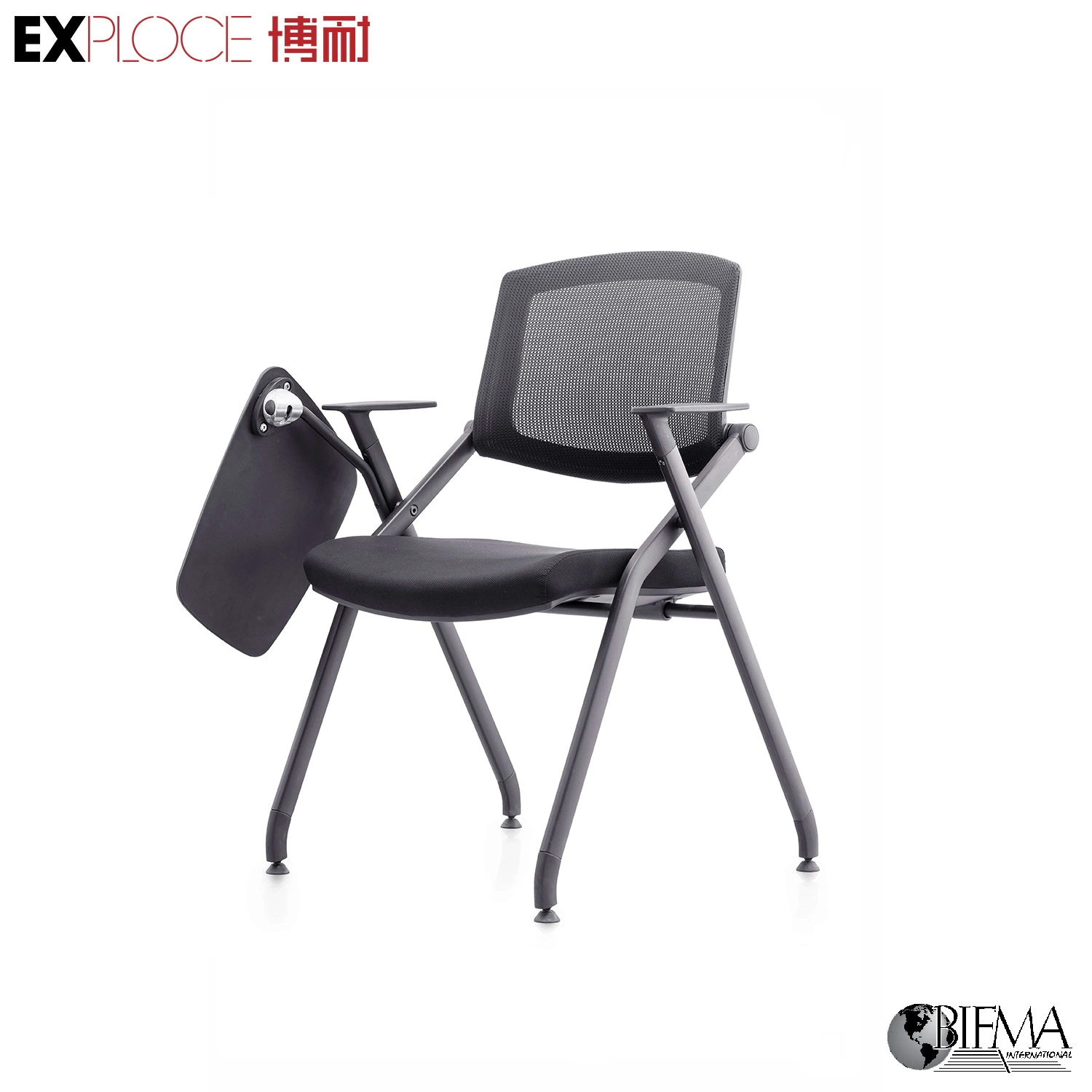 Office Mesh and Fabric Foldable Lecture Training Room Adult Student Study Tablet Arm Table Chair with Writing Pad for Sale