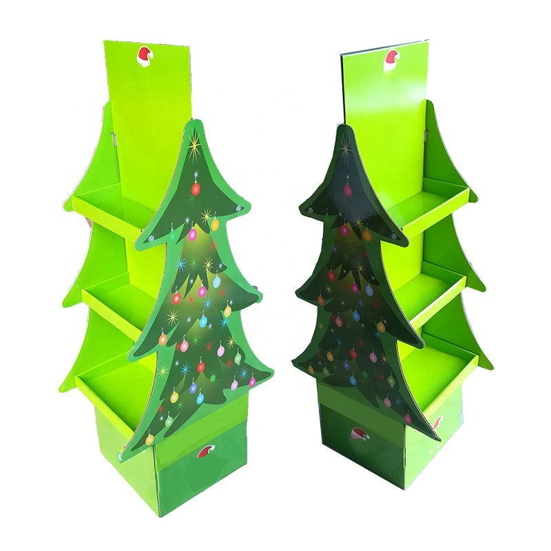 Arbre de Noël Custom Pocket-de-chaussée Pop Affichage en carton Kraft Stand de pliage